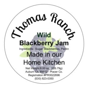Wild Blackberry Jam label with ingredients listed.